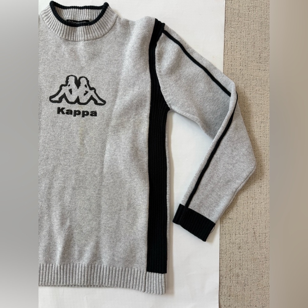 Kappa Sweater in Gray with Black Accents Raised Logo XS /S Very Stretchy - Picture 6 of 12